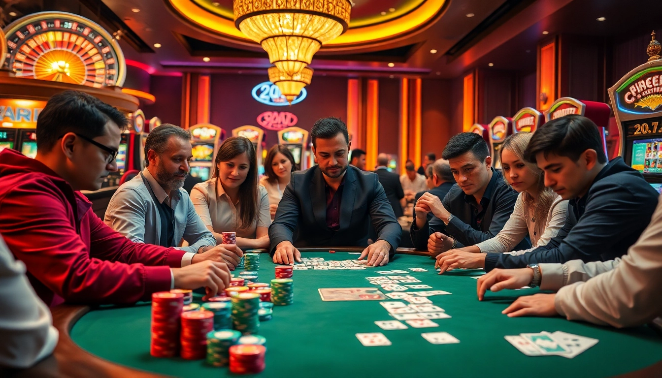 Intense poker game showcasing 288T chips in a luxurious casino setting.
