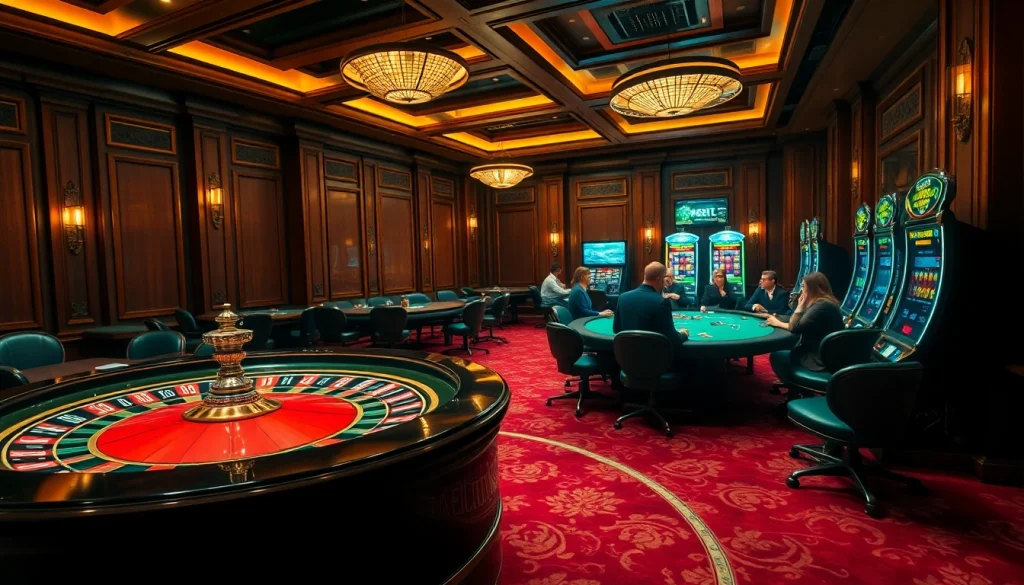Experience the excitement of rr88l1 com’s lavish casino scene with players engaged in high-stakes gaming activities.