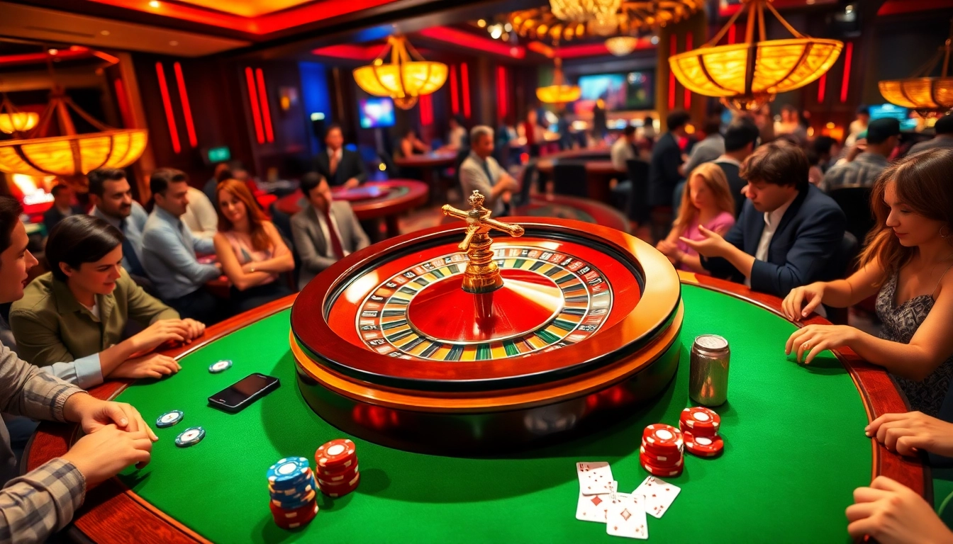 SUNWIN 88 casino scene with players at a roulette wheel, vibrant colors and lively atmosphere.